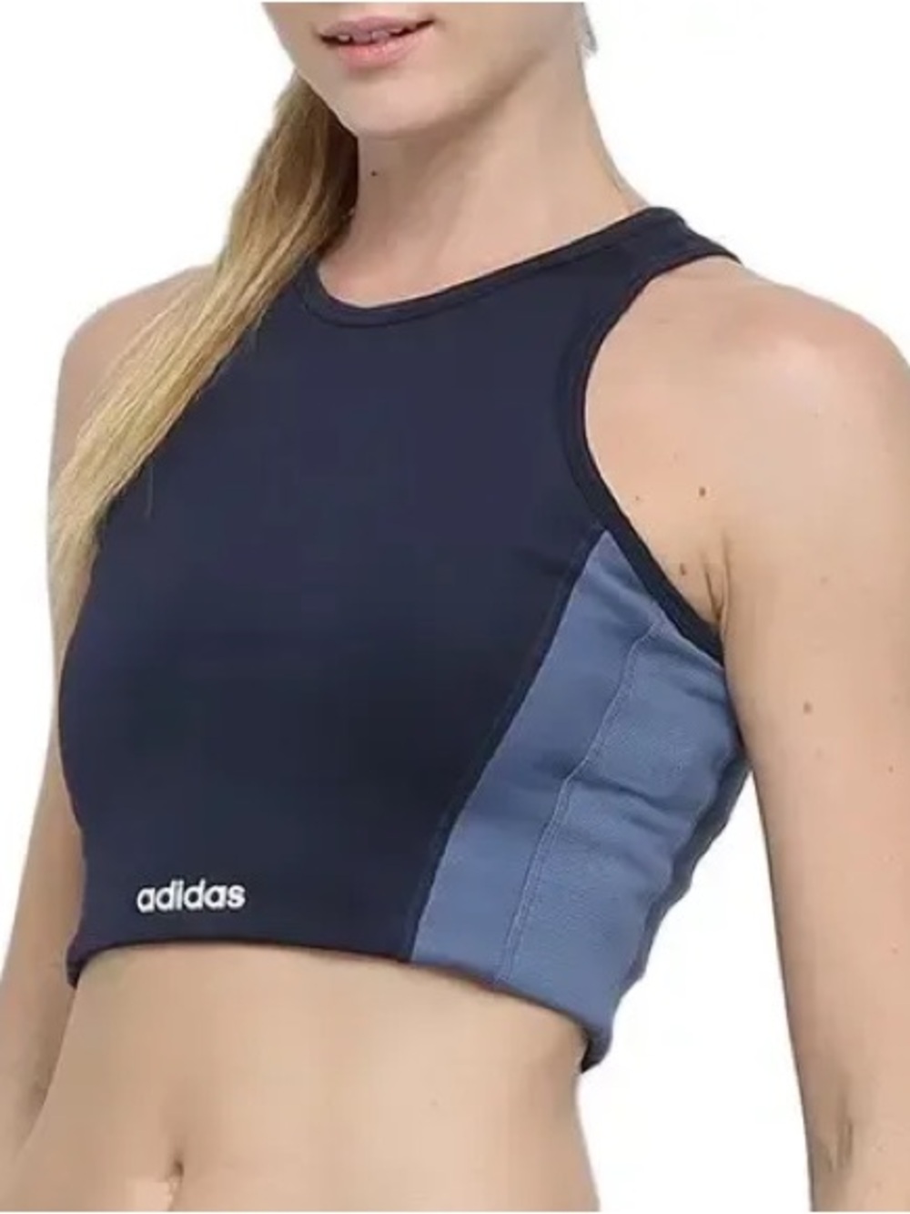 Adidas XS 4/6 Navy & Slate Blue Cropped Racerback Sports Bra